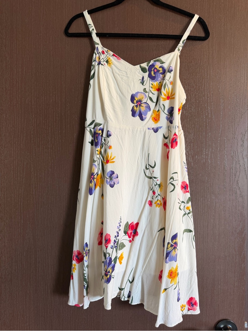 Old Navy White Floral Midi Sundress with Purple, Pink & Yellow Blooms